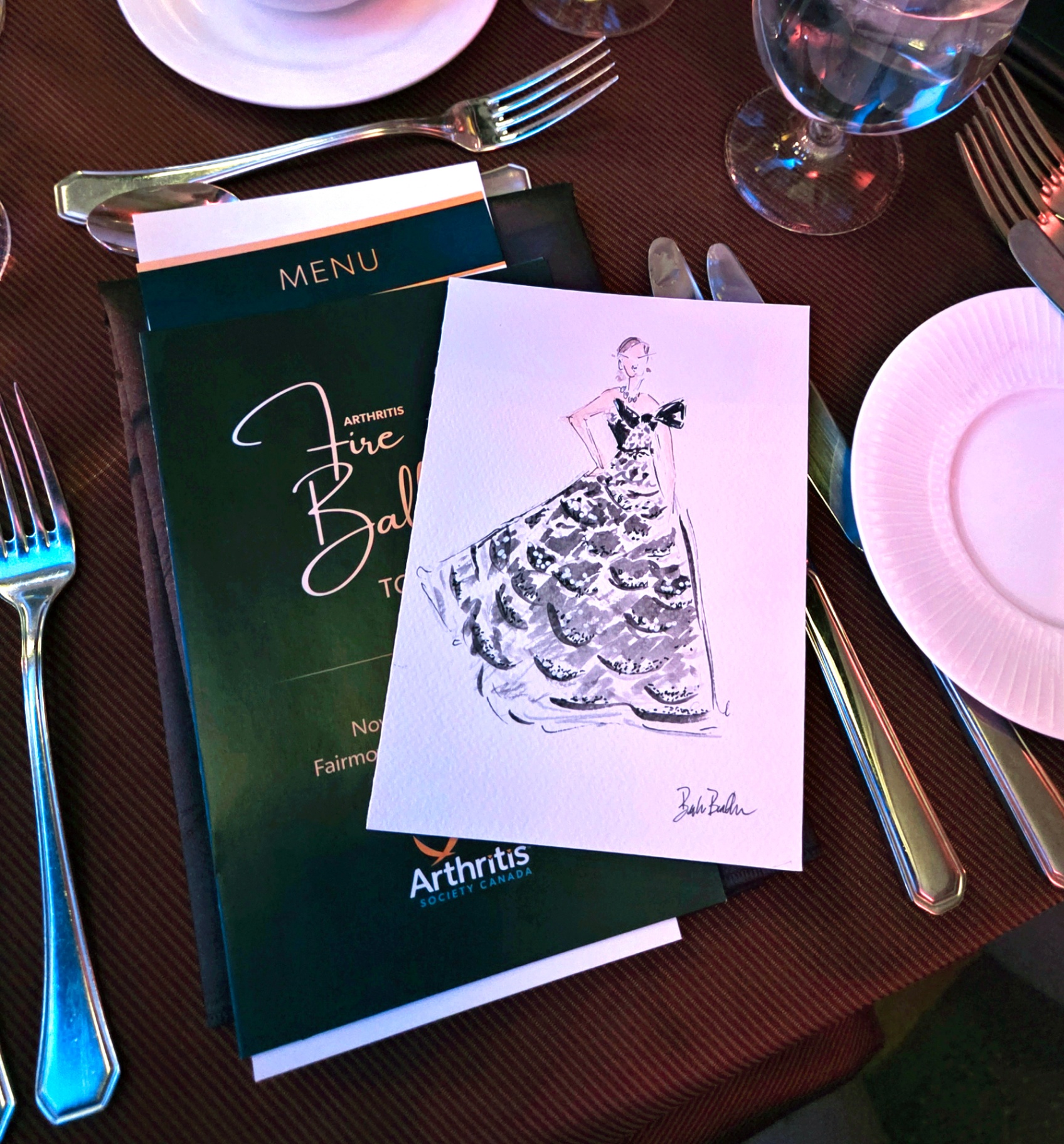 Berta drawing at the Arthritis Fire Ball gala